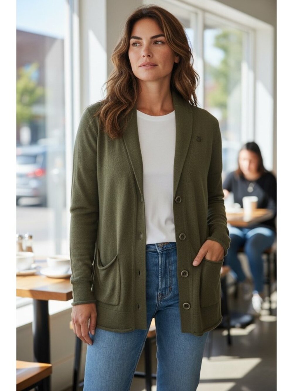 J. Jill Angora Blend Cardigan Olive Leaf Size L